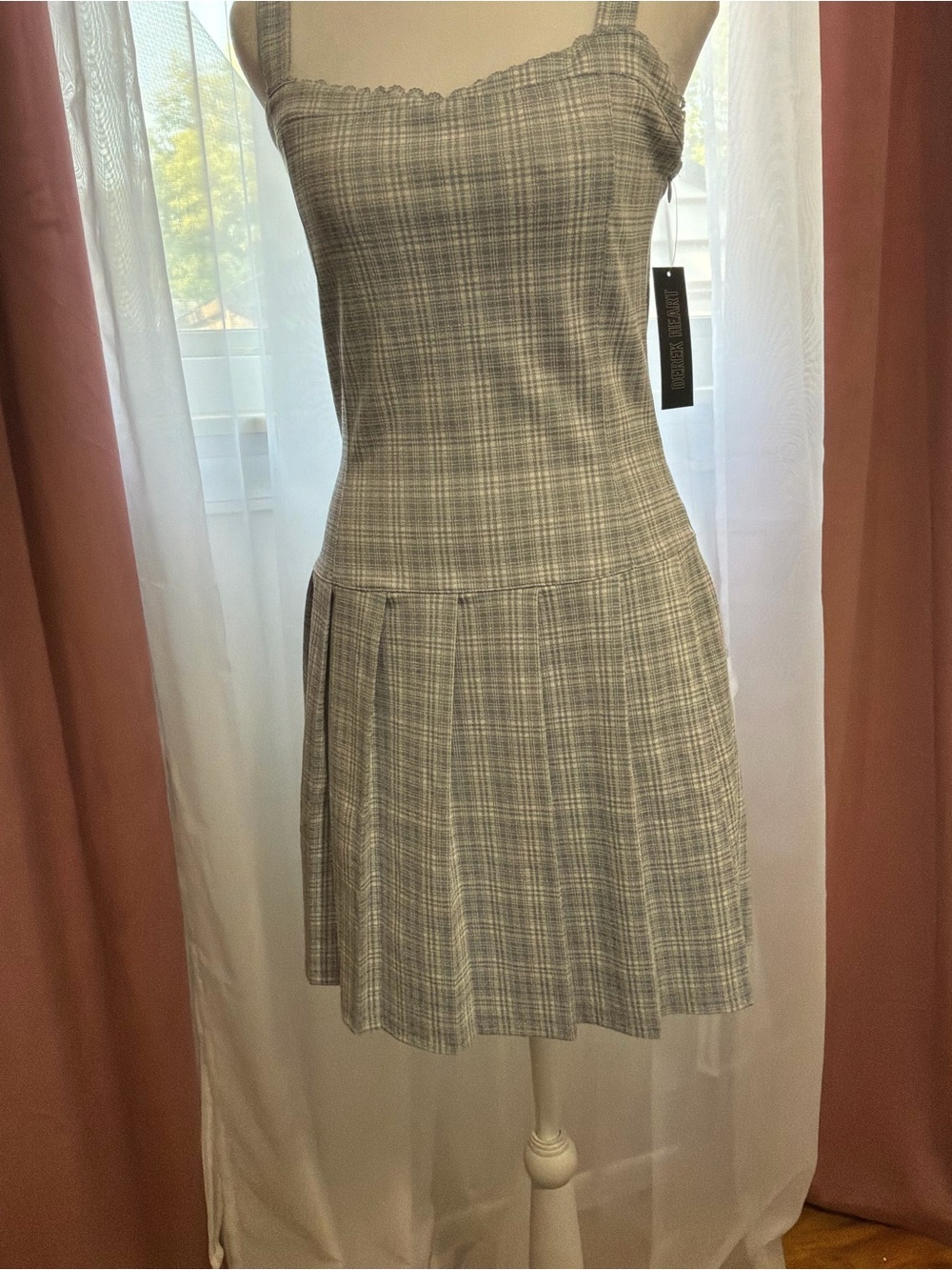 NWT SIZE L Derek Heart gray plaid mini dress